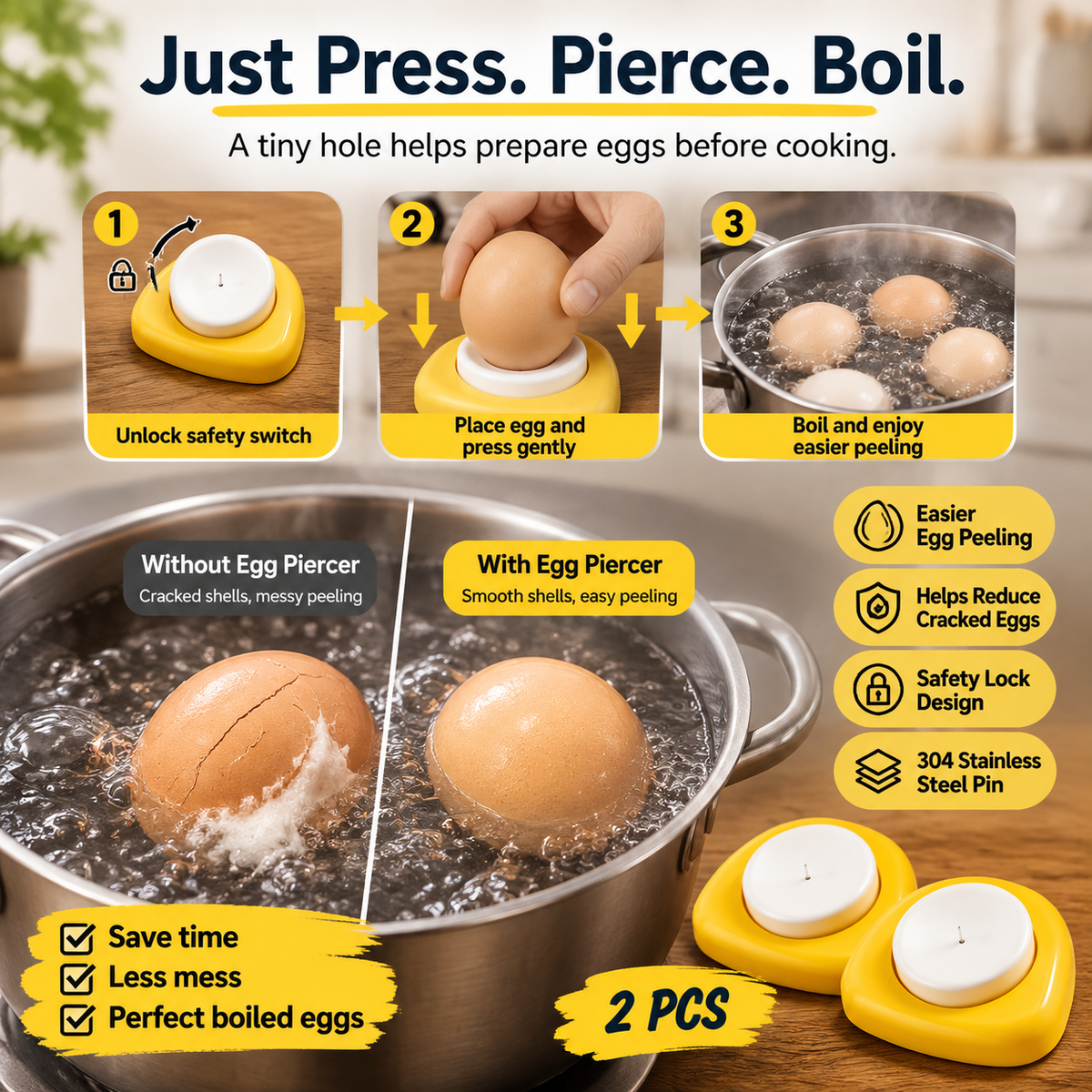 🔥BUY 1 GET 1 FREE(2PCS)🥚 Egg Piercer for Perfect Boiled Eggs