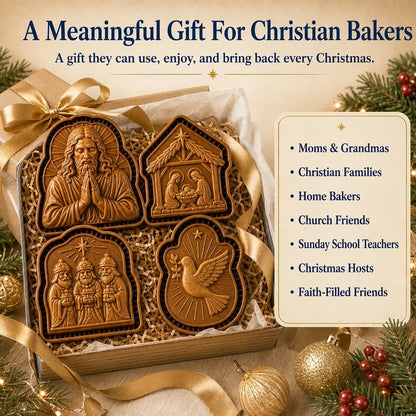 🔥BUY 2 GET 3 FREE✝️ Faith & Nativity Christmas Mini Pie Mold Collection | Reusable Embossed Molds for Shaping Detailed Praying Jesus, Nativity Stable and so on Pies🥧✨