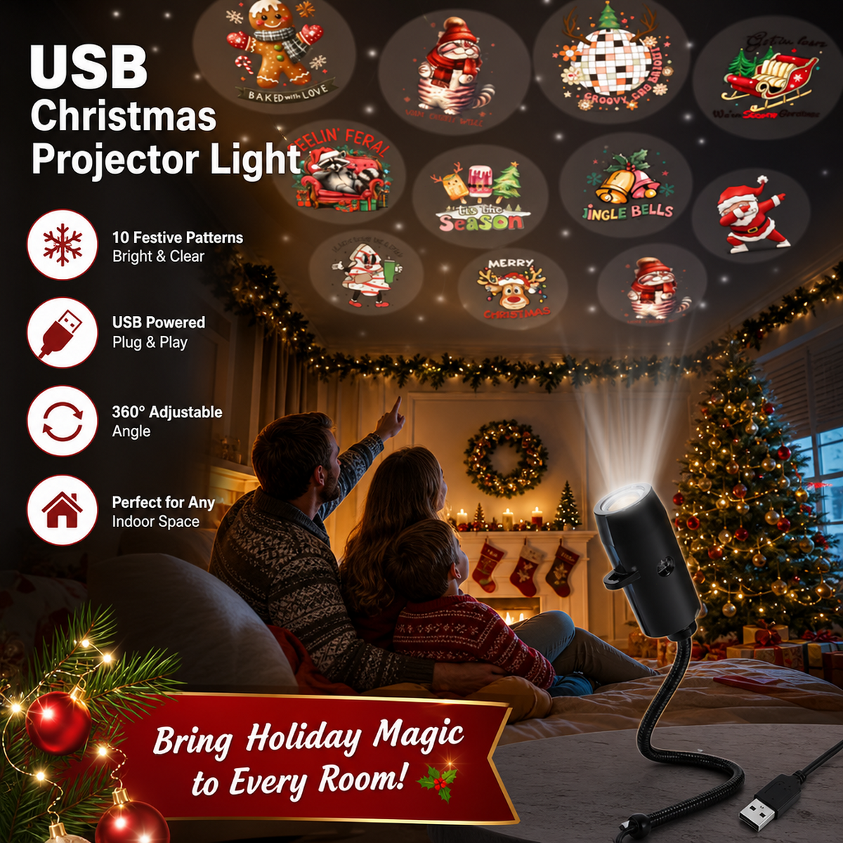 🔥BUY 1 GET 1 FREE!🔥Plug‑and‑Play HD Holiday Projector, Multi‑Scene Projection Light for Christmas, Halloween & Faith‑Themed Decor
