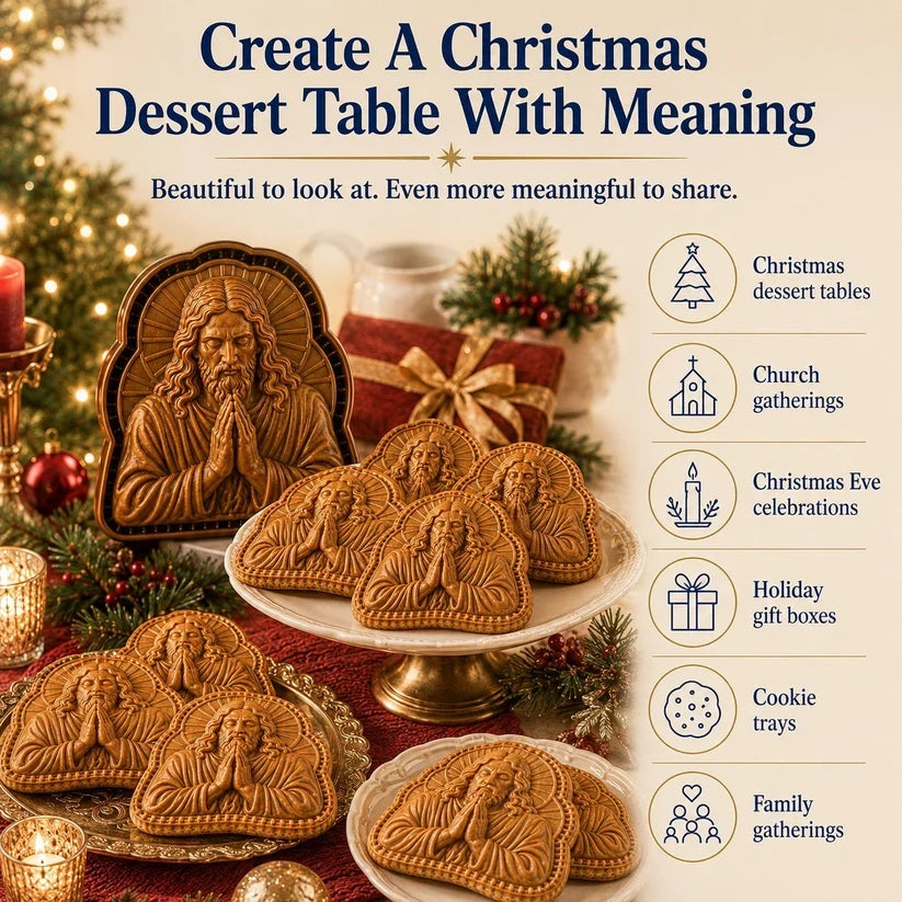 🔥BUY 2 GET 3 FREE✝️ Faith & Nativity Christmas Mini Pie Mold Collection | Reusable Embossed Molds for Shaping Detailed Praying Jesus, Nativity Stable and so on Pies🥧✨