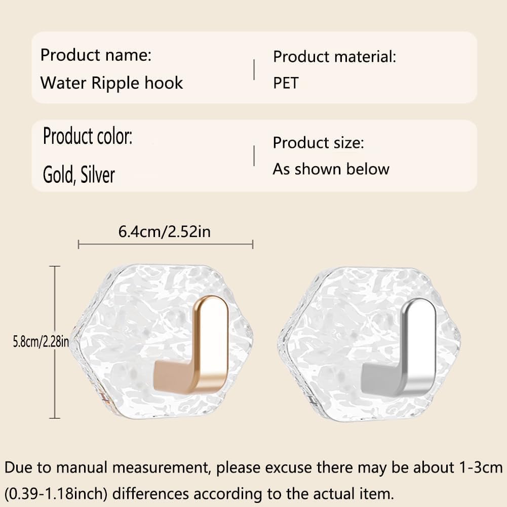 🔥Buy 1 Get 1 Free(10 Pack)🔥Hexagonal Ripple Self-Adhesive Hooks, Heavy Duty Waterproof Sticky Hooks 🪝