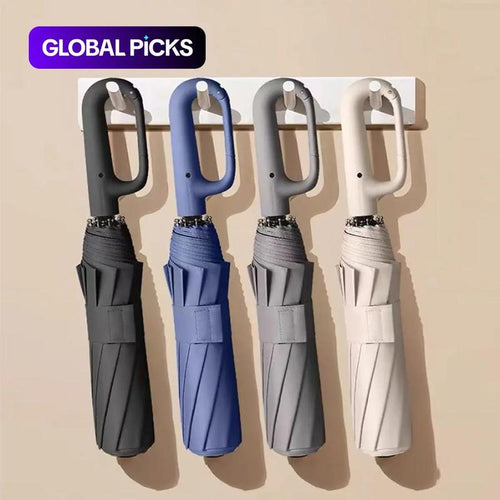 Automatic Folding Umbrella, 1 Count Portable Rain Umbrella with Loop Buckle, Windproof & Waterproof Umbrella for Men & Women