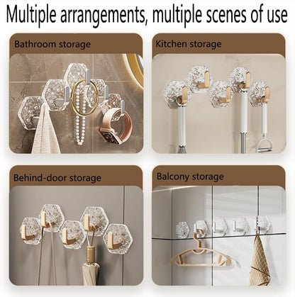 🔥Buy 1 Get 1 Free(10 Pack)🔥Hexagonal Ripple Self-Adhesive Hooks, Heavy Duty Waterproof Sticky Hooks 🪝