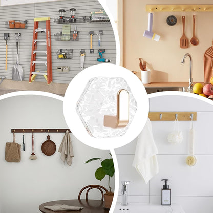 🔥Buy 1 Get 1 Free(10 Pack)🔥Hexagonal Ripple Self-Adhesive Hooks, Heavy Duty Waterproof Sticky Hooks 🪝