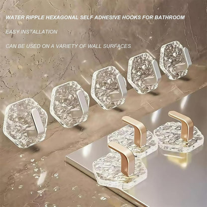 🔥Buy 1 Get 1 Free(10 Pack)🔥Hexagonal Ripple Self-Adhesive Hooks, Heavy Duty Waterproof Sticky Hooks 🪝