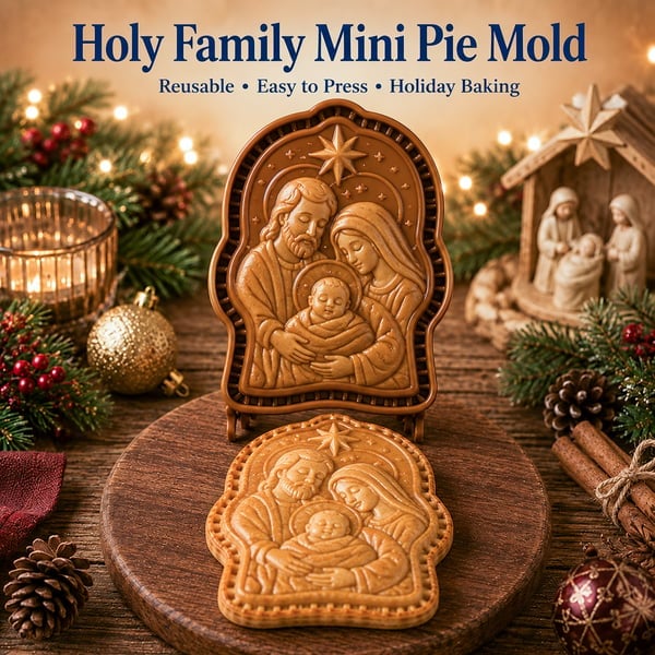 🔥BUY 2 GET 3 FREE✝️ Faith & Nativity Christmas Mini Pie Mold Collection | Reusable Embossed Molds for Shaping Detailed Praying Jesus, Nativity Stable and so on Pies🥧✨