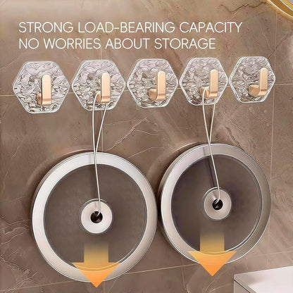 🔥Buy 1 Get 1 Free(10 Pack)🔥Hexagonal Ripple Self-Adhesive Hooks, Heavy Duty Waterproof Sticky Hooks 🪝