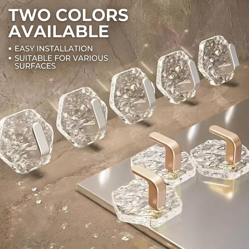 🔥Buy 1 Get 1 Free(10 Pack)🔥Hexagonal Ripple Self-Adhesive Hooks, Heavy Duty Waterproof Sticky Hooks 🪝