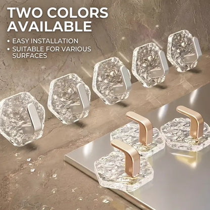 🔥Buy 1 Get 1 Free(10 Pack)🔥Hexagonal Ripple Self-Adhesive Hooks, Heavy Duty Waterproof Sticky Hooks 🪝
