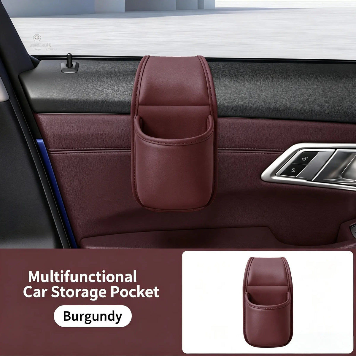 🔥LAST DAY BUY 1 GET 1 FREE🔥Leather car door storage pocket - double-layer compartments, scratch-proof flannel lining, residue-free adhesive