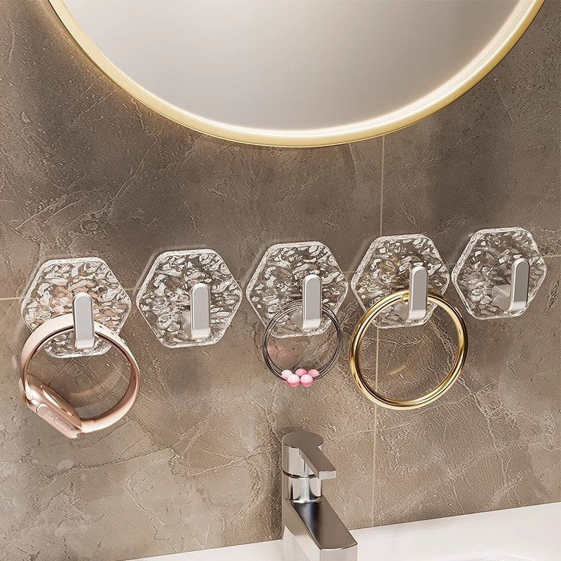 🔥Buy 1 Get 1 Free(10 Pack)🔥Hexagonal Ripple Self-Adhesive Hooks, Heavy Duty Waterproof Sticky Hooks 🪝