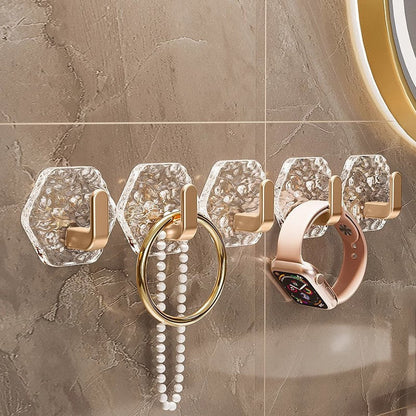 🔥Buy 1 Get 1 Free(10 Pack)🔥Hexagonal Ripple Self-Adhesive Hooks, Heavy Duty Waterproof Sticky Hooks 🪝