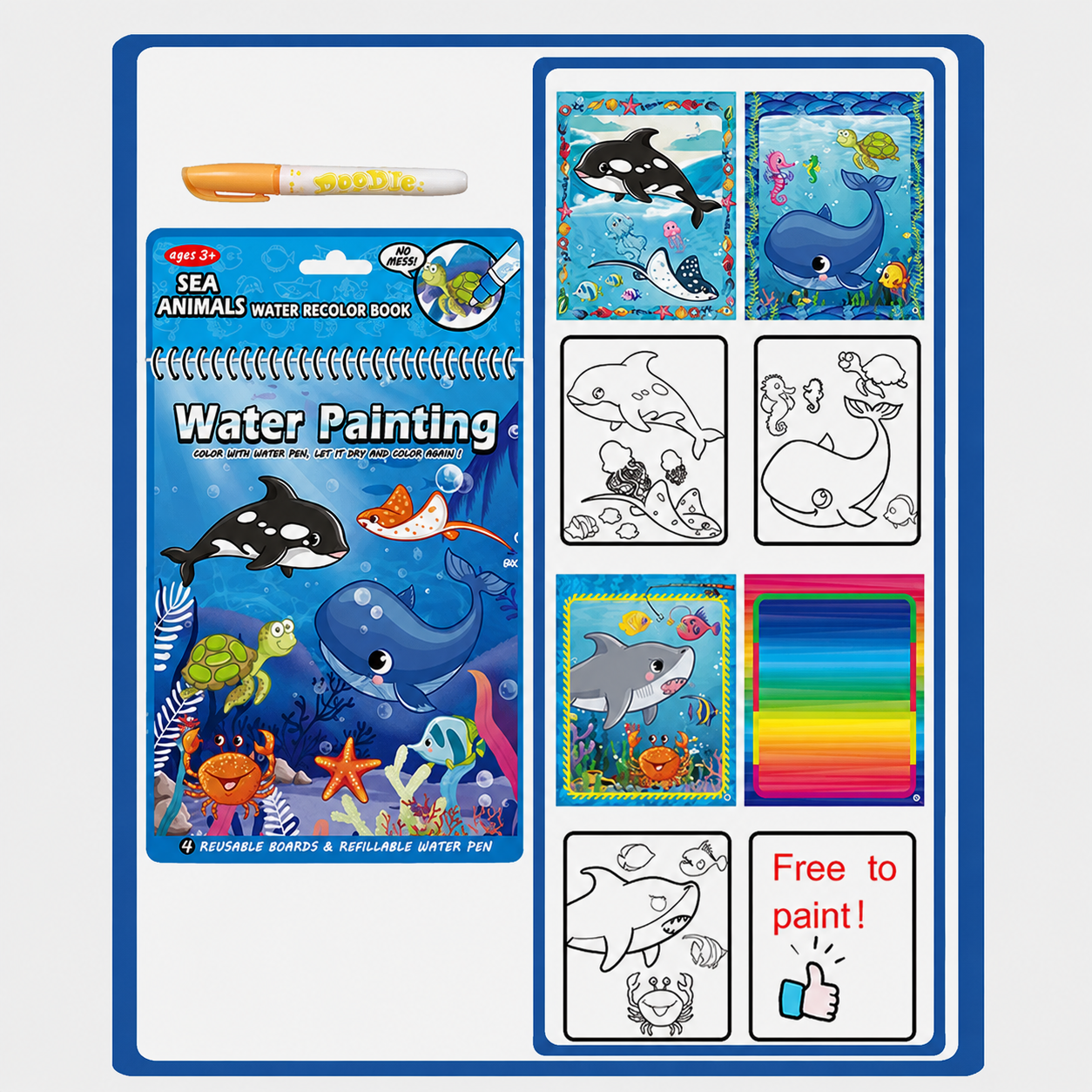 Reusable Magic Water Coloring Book for Kids