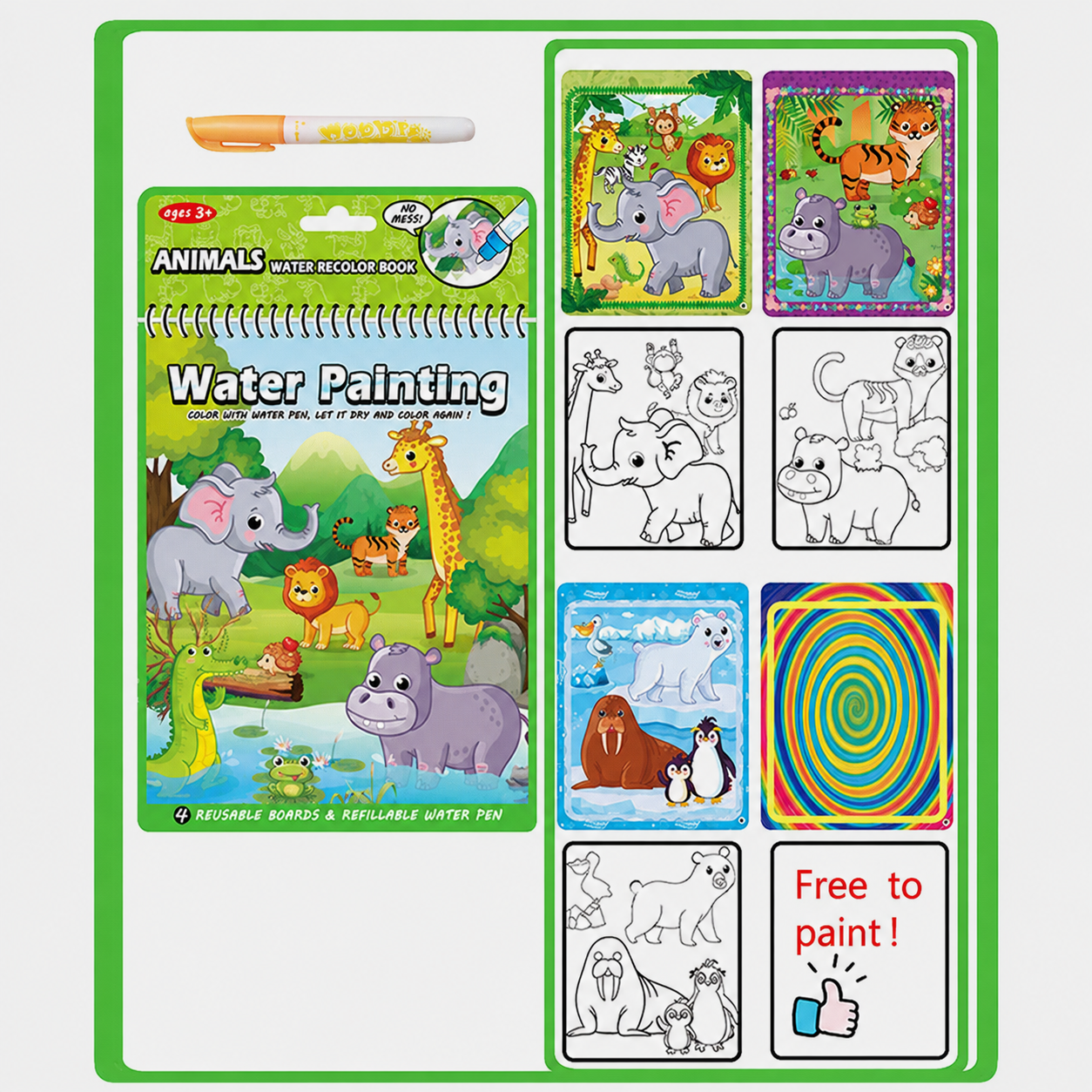 Reusable Magic Water Coloring Book for Kids