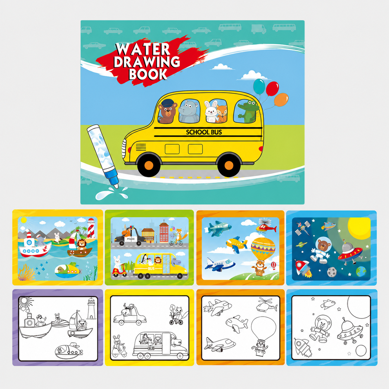 Reusable Magic Water Coloring Book for Kids