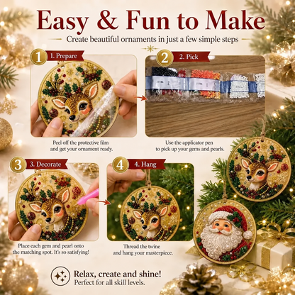 Christmas DIY Diamond Painting Ornaments Kit – Xmas Tree Hanging Craft Decoration