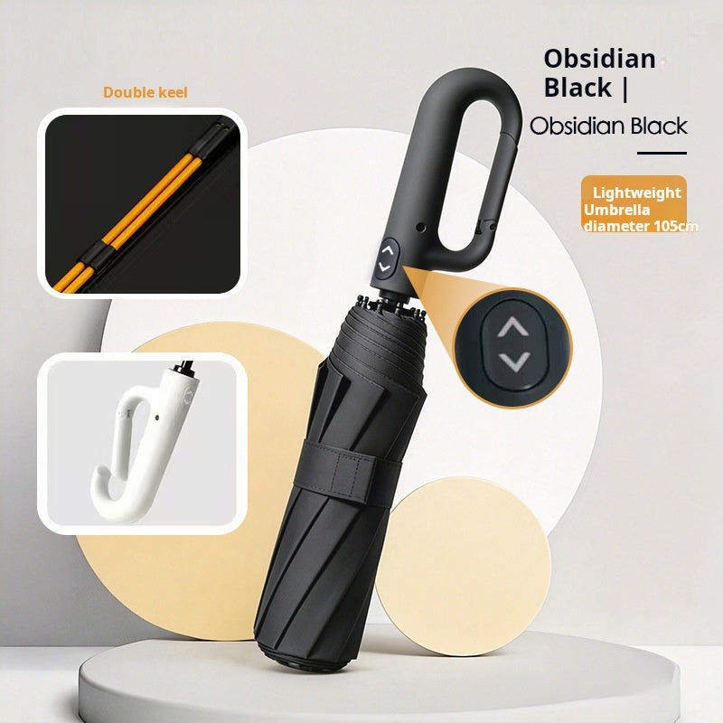 Automatic Folding Umbrella, 1 Count Portable Rain Umbrella with Loop Buckle, Windproof & Waterproof Umbrella for Men & Women