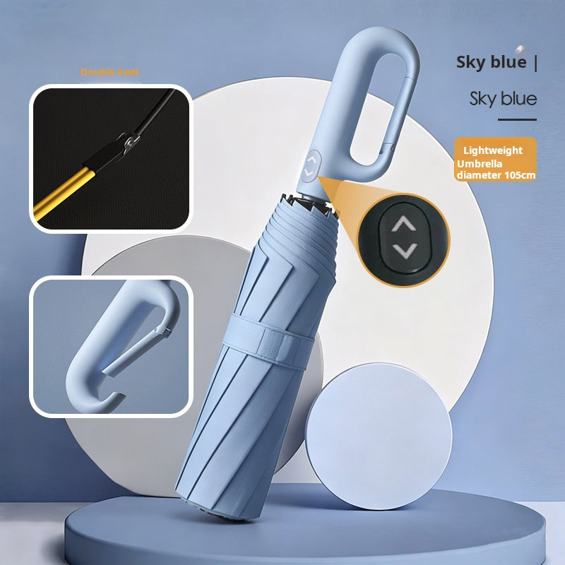 Automatic Folding Umbrella, 1 Count Portable Rain Umbrella with Loop Buckle, Windproof & Waterproof Umbrella for Men & Women