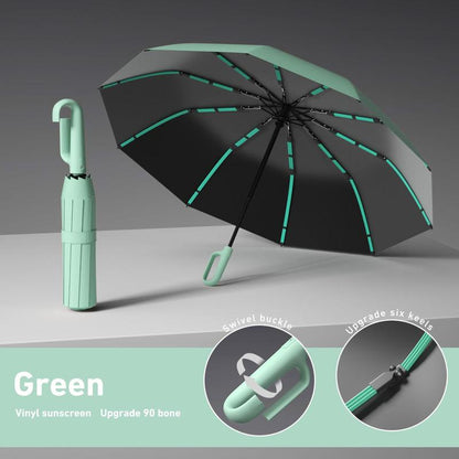 Automatic Folding Umbrella, 1 Count Portable Rain Umbrella with Loop Buckle, Windproof & Waterproof Umbrella for Men & Women