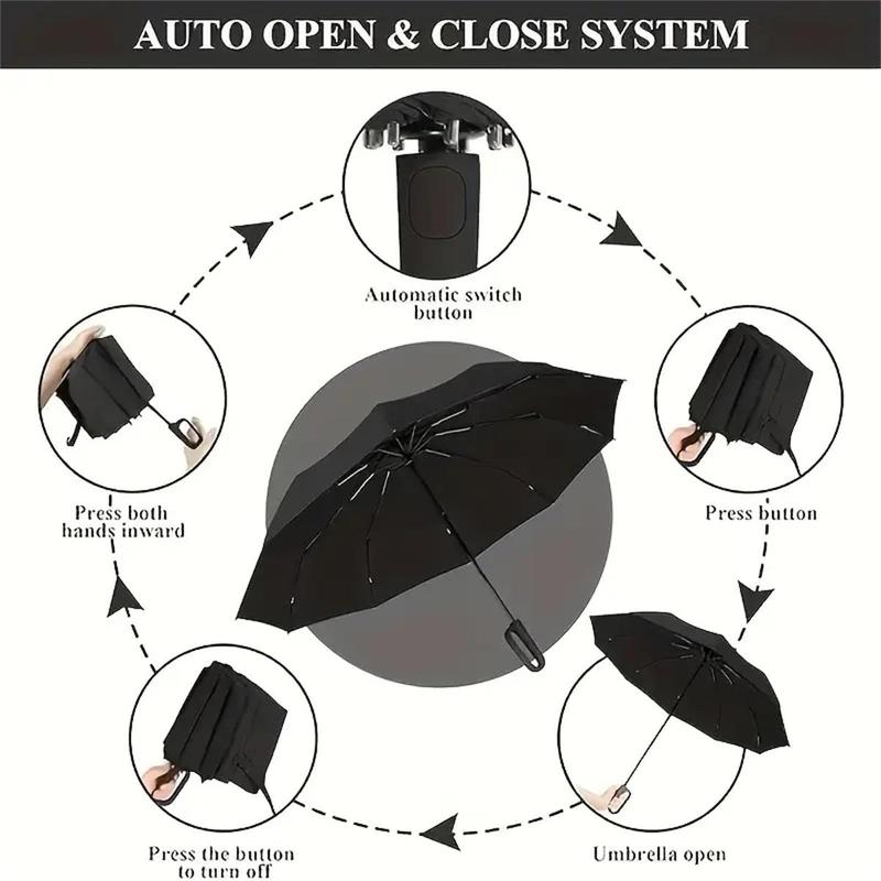 Automatic Folding Umbrella, 1 Count Portable Rain Umbrella with Loop Buckle, Windproof & Waterproof Umbrella for Men & Women
