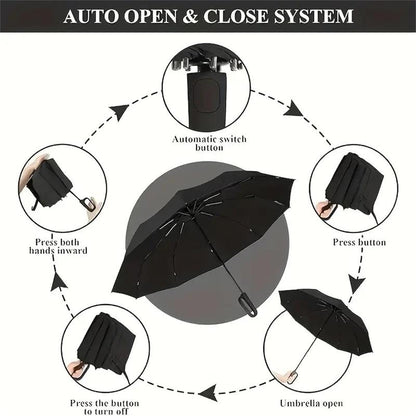 Automatic Folding Umbrella, 1 Count Portable Rain Umbrella with Loop Buckle, Windproof & Waterproof Umbrella for Men & Women