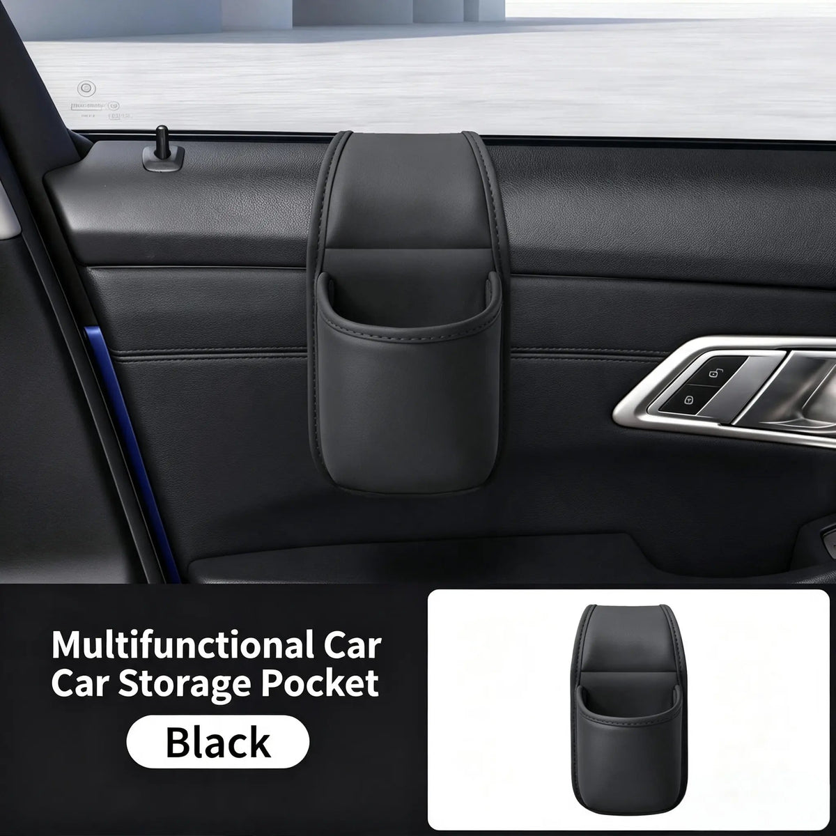 🔥LAST DAY BUY 1 GET 1 FREE🔥Leather car door storage pocket - double-layer compartments, scratch-proof flannel lining, residue-free adhesive