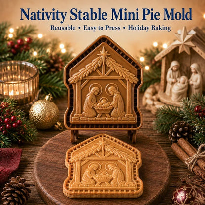 🔥BUY 2 GET 3 FREE✝️ Faith & Nativity Christmas Mini Pie Mold Collection | Reusable Embossed Molds for Shaping Detailed Praying Jesus, Nativity Stable and so on Pies🥧✨