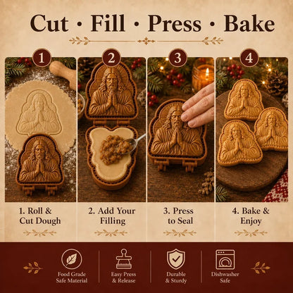 🔥BUY 2 GET 3 FREE✝️ Faith & Nativity Christmas Mini Pie Mold Collection | Reusable Embossed Molds for Shaping Detailed Praying Jesus, Nativity Stable and so on Pies🥧✨