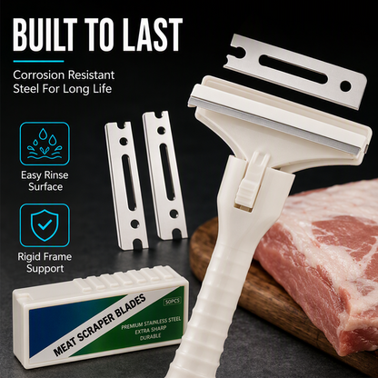 🔥LAST DAY BUY 1 GET 1 FREE🥩 Stainless Steel Meat Scraper – Easy Fat & Fascia Removal Tool for Beef & Pork 🔪✨